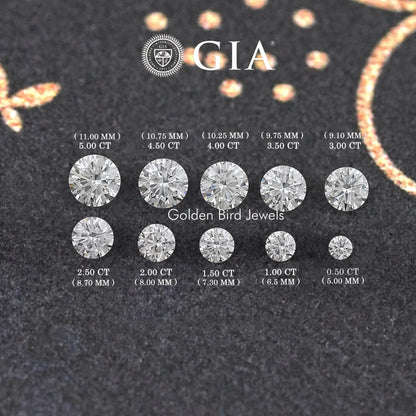 GIA certified loose round-cut lab diamonds, multiple carat sizes on display