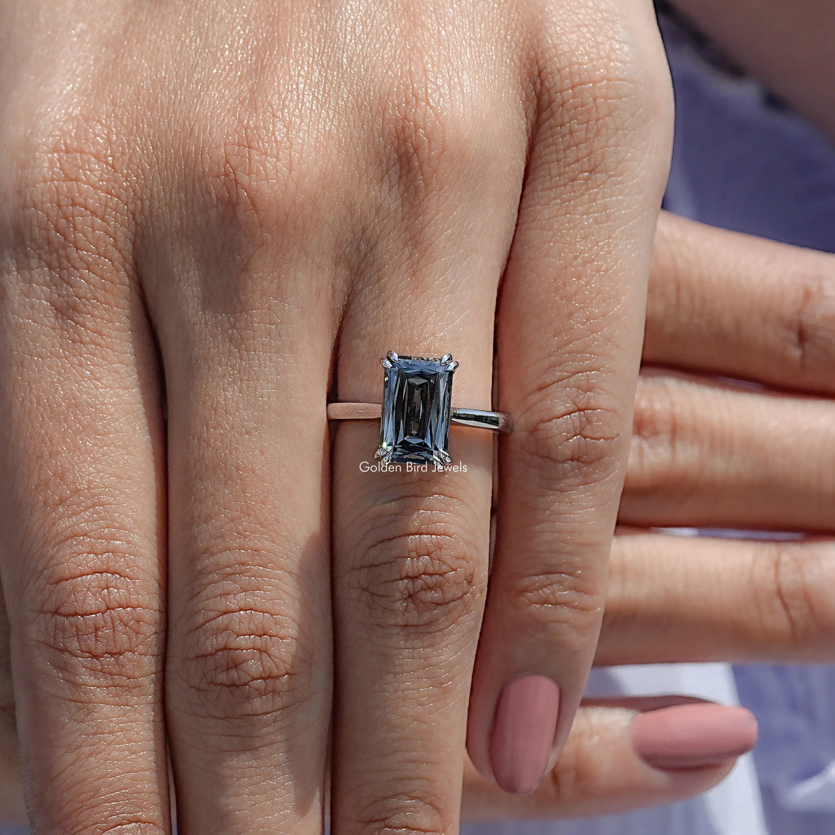 Detailed View Of Gray Criss Moissanite Ring Engagement Ring