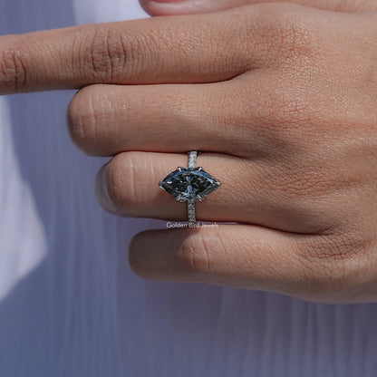Close View Of Marquise Moissanite Engagement Ring
