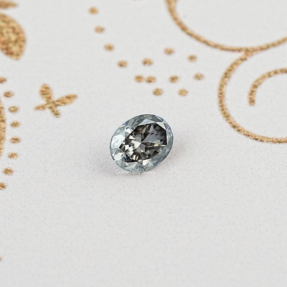 Top View of Gray Oval Cut Moissanite for Jewelry