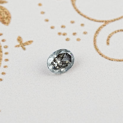 Top View of Gray Oval Cut Moissanite for Jewelry