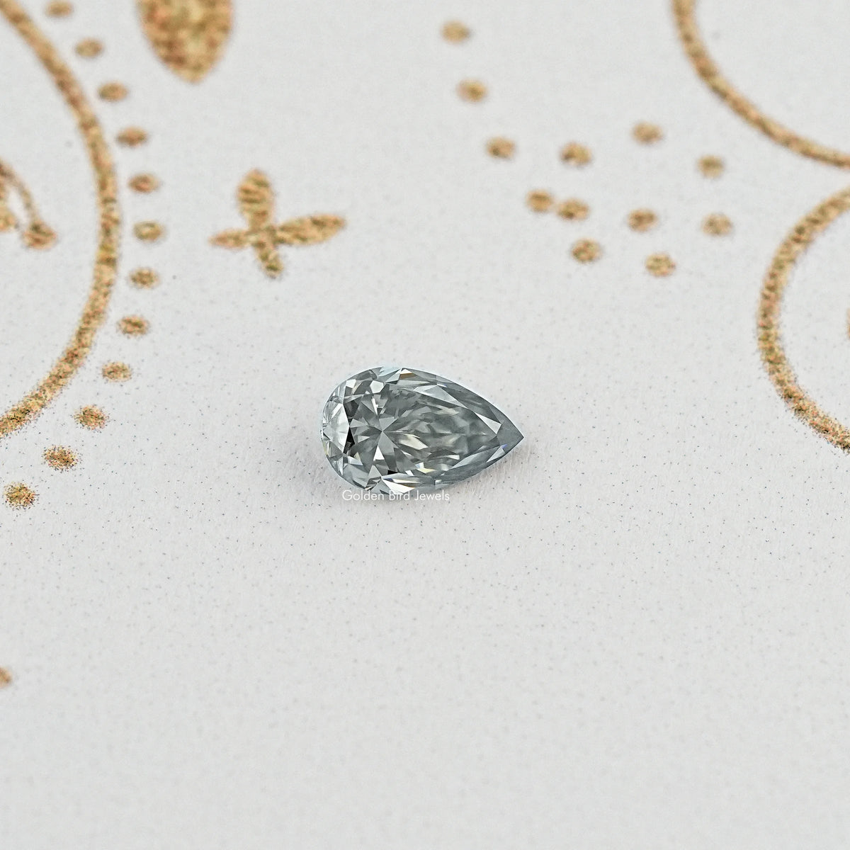 Top View of pear cut moissanite stone capturing the brilliance