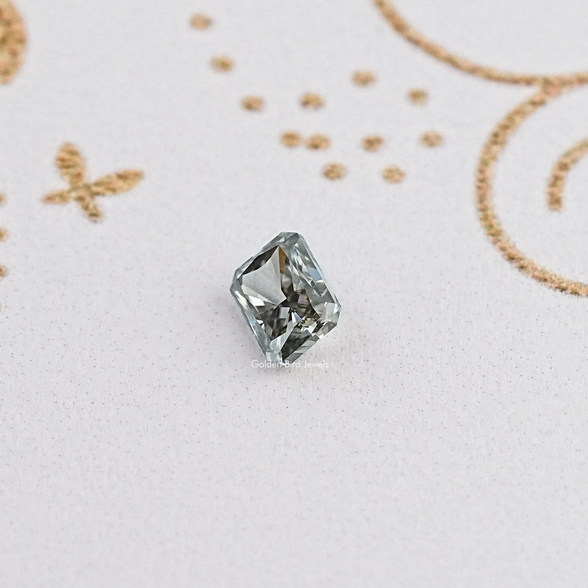Display View of Grey Radiant Cut Moissanite Loose Stone 