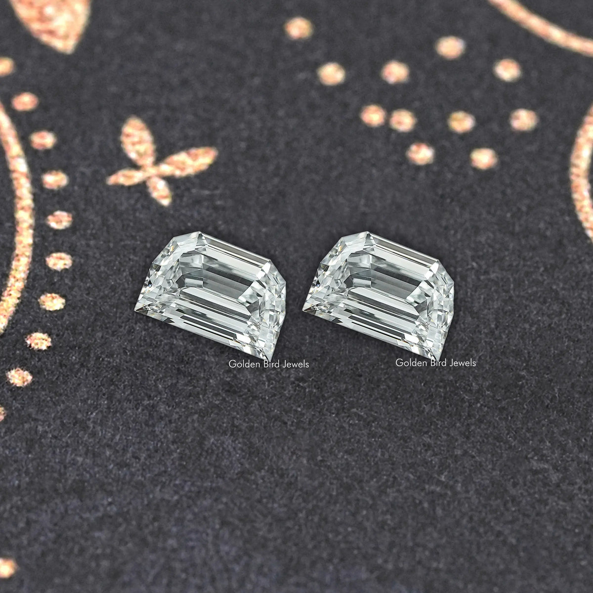 Pair of step-cut lab-grown diamonds, rectangular emerald cuts with bright facets
