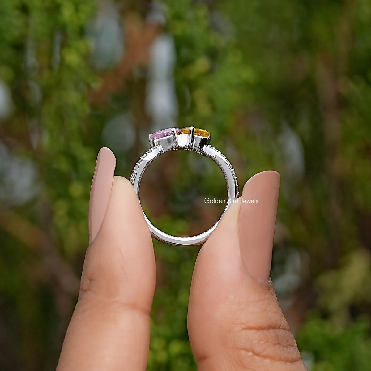 Back View Of Gemstone Toi Et Moi Ring

