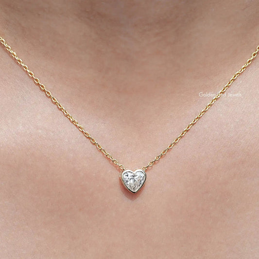 Front View of Heart Shaped Lab Diamond Solitaire Pendant
