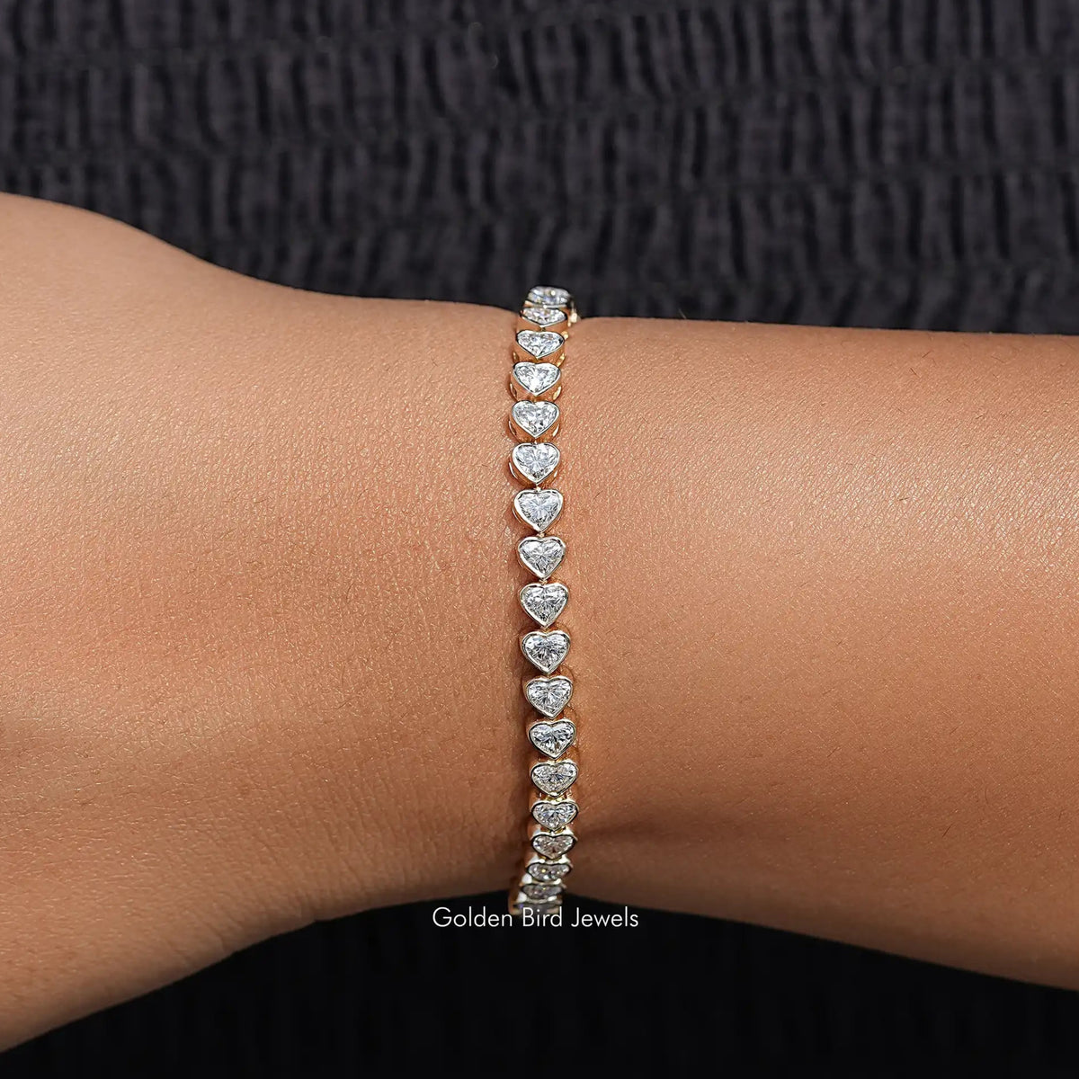 front View of Heart Shaped Lab Diamond Bracelet
