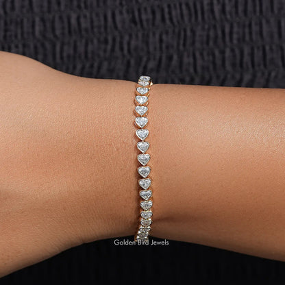 front View of Heart Shaped Lab Diamond Bracelet
