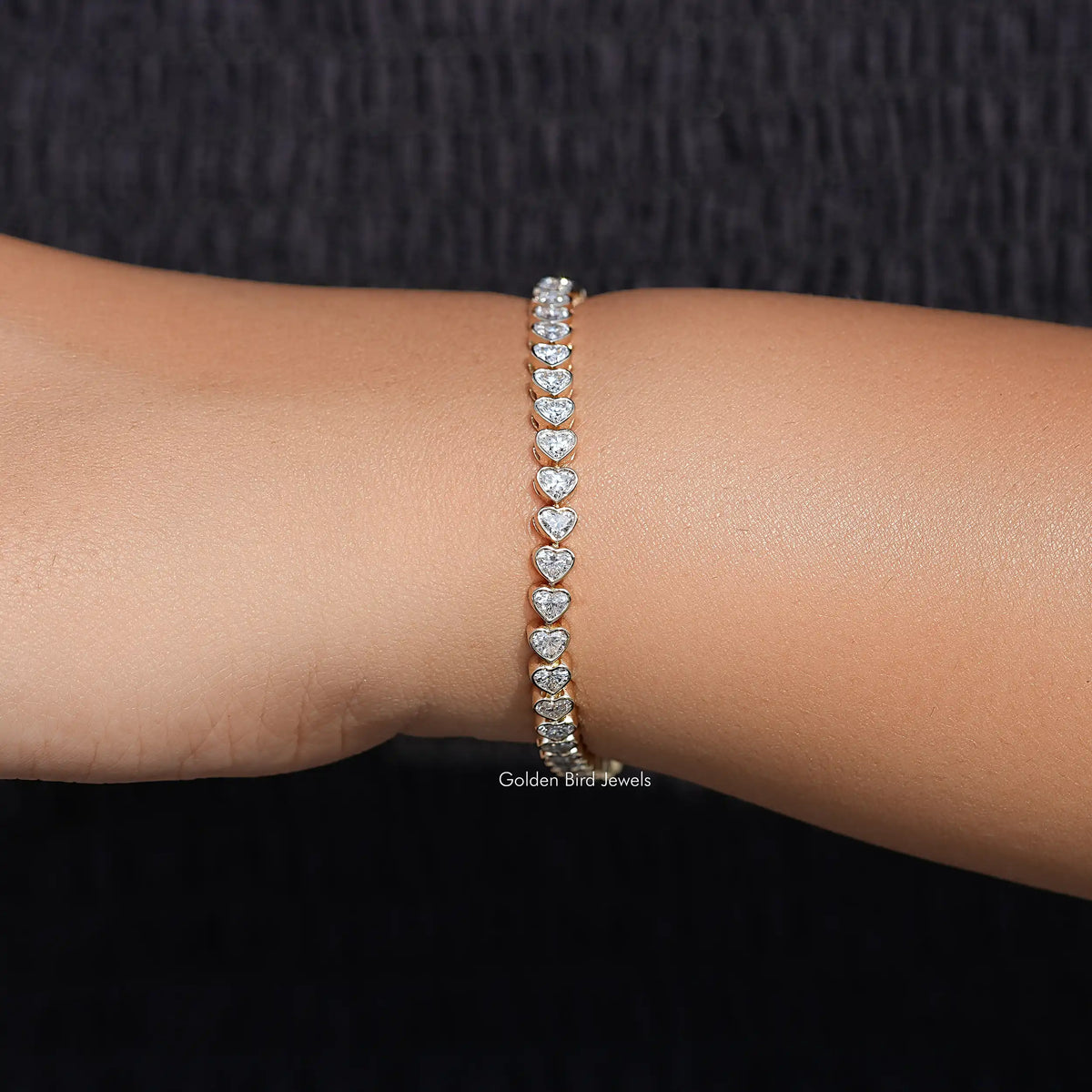 Top View Of Heart Diamond Tennis Bracelet
