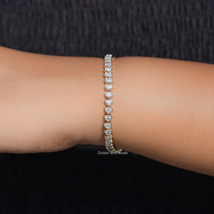 Top View Of Heart Diamond Tennis Bracelet
