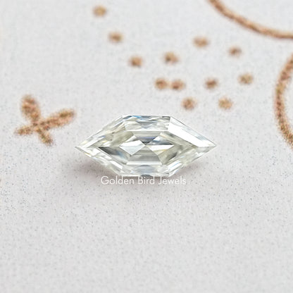 Hexagon-cut moissanite loose stone, faceted clear gem viewed from above