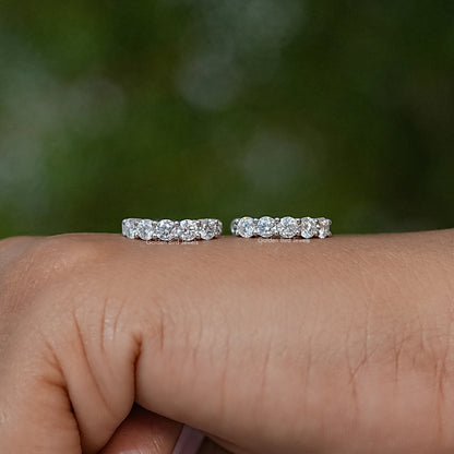 Moissanite round-cut stud earrings, pair