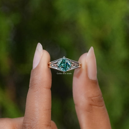 Cushion Moissanite Split Shank Wedding Ring