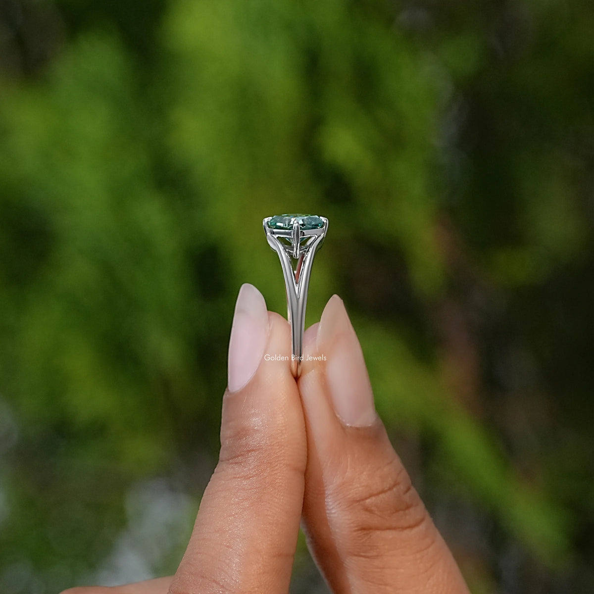 Cushion Moissanite Split Shank Wedding Ring