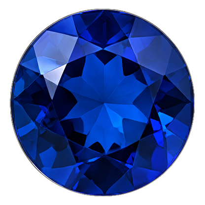 Round blue gemstone with faceted prismatic cut close-up