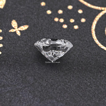 Faceted cushion-style lab-grown diamond, oval shape with step-like facets