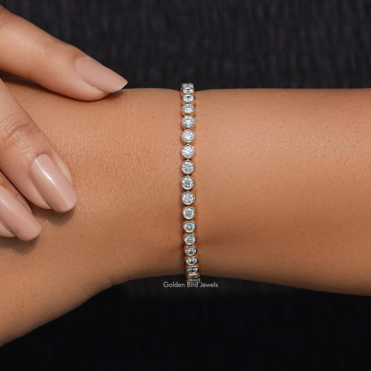 Detailed View Of Round Diamond Bracelet
