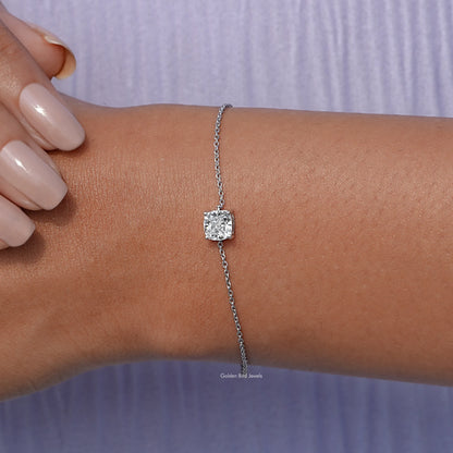 In front view of diamond cushion Shape Bracelet