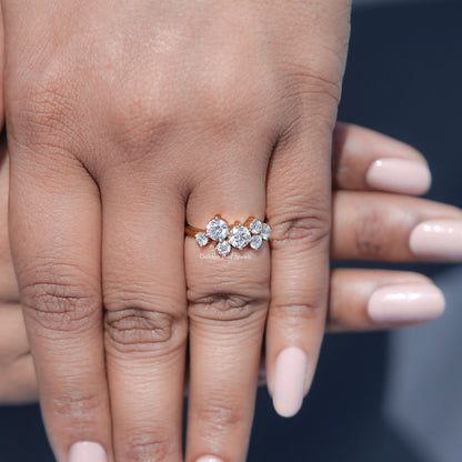View of Round Shaped Solitaire Moissanite Ring in prongs setting