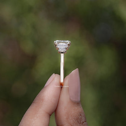 Side View of Radiant And Baguette Diamond Five Stone Ring