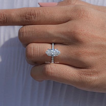 Close View Of Marquise Cut Lab Diamond Accent Ring
