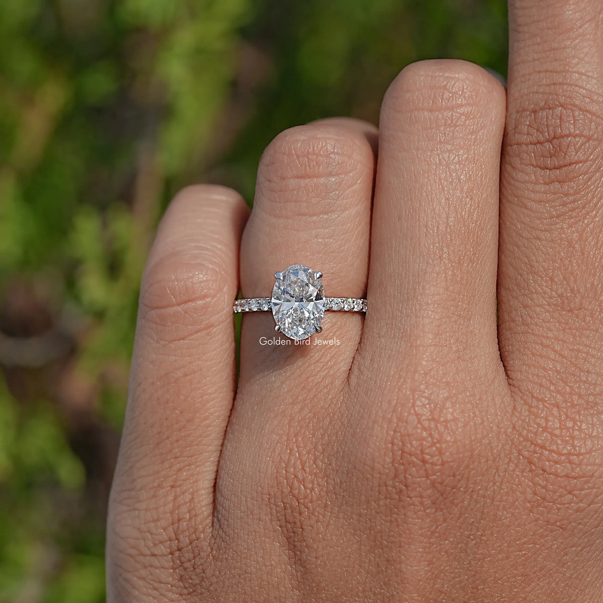 Top View Of Lab Diamond Cushion Accent Ring
