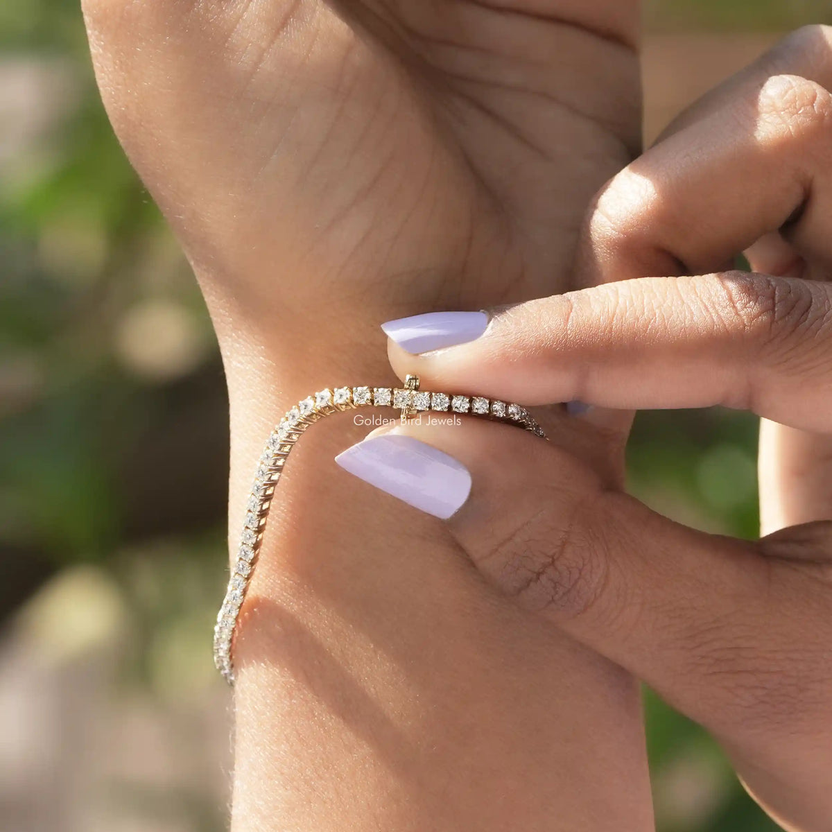 Back Side View Of Lab Grown Round Cut Diamond Tennis Bracelet