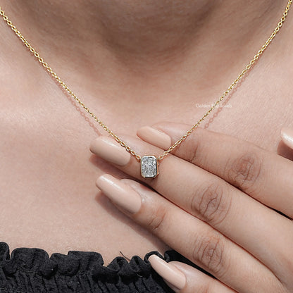 Radiant  Cut Lab Diamond Bezel Set Solitaire Pendant
