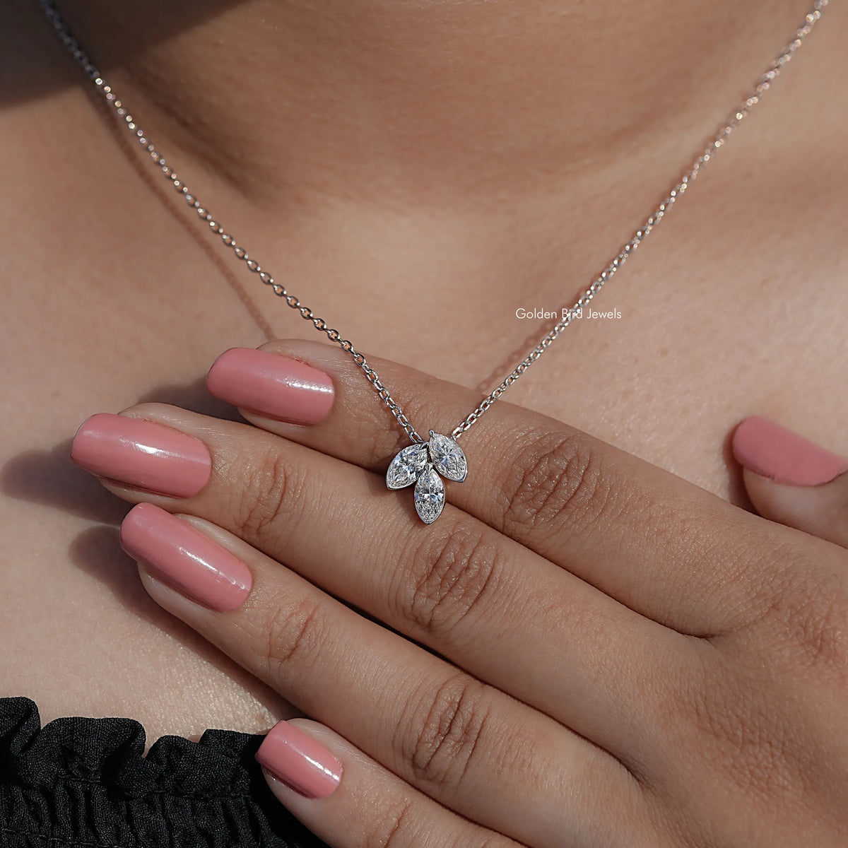 detaild view of Marquise Cut Lab Diamond Pendant