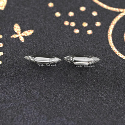 Boat-cut lab-grown diamond stud earrings, clear rectangular stones