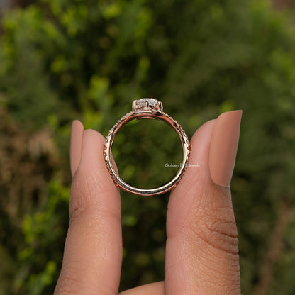 Gold-tone marquise-cut diamond accent ring with open top setting