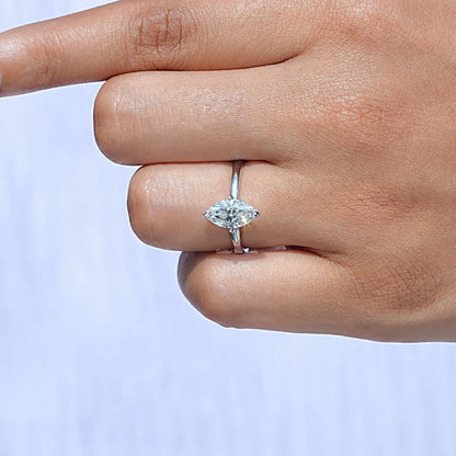 Close-Up view of Marquise Diamond Solitaire Engagement Ring 