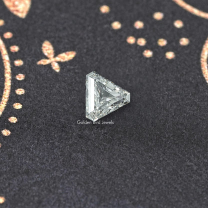 Single modified trillion-cut lab-grown diamond, clear angled faceted stone
