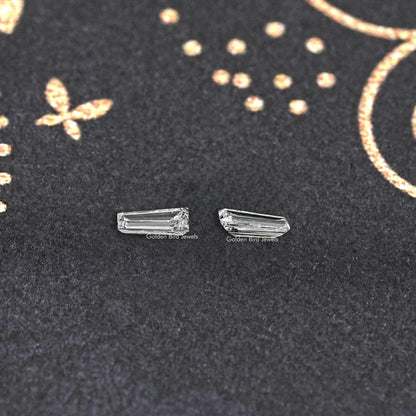 Pair of baguette-cut lab diamond earrings with rectangular stones in prong settings