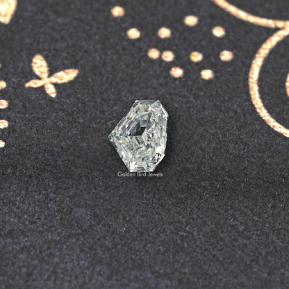Single step-cut lab-grown diamond, clear and faceted with a crisp center