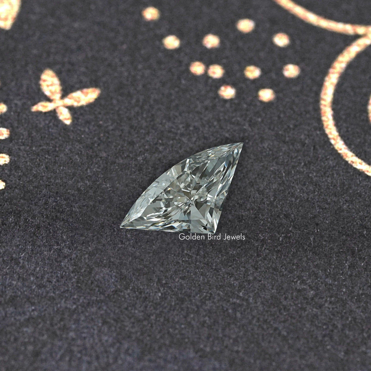 Faceted marquise-shaped lab-grown diamond, clear icy gray sparkle
