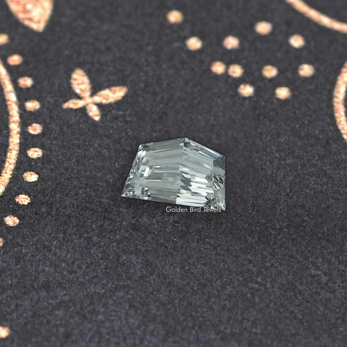 Rectangular emerald-cut lab-grown diamond with step facets, clear