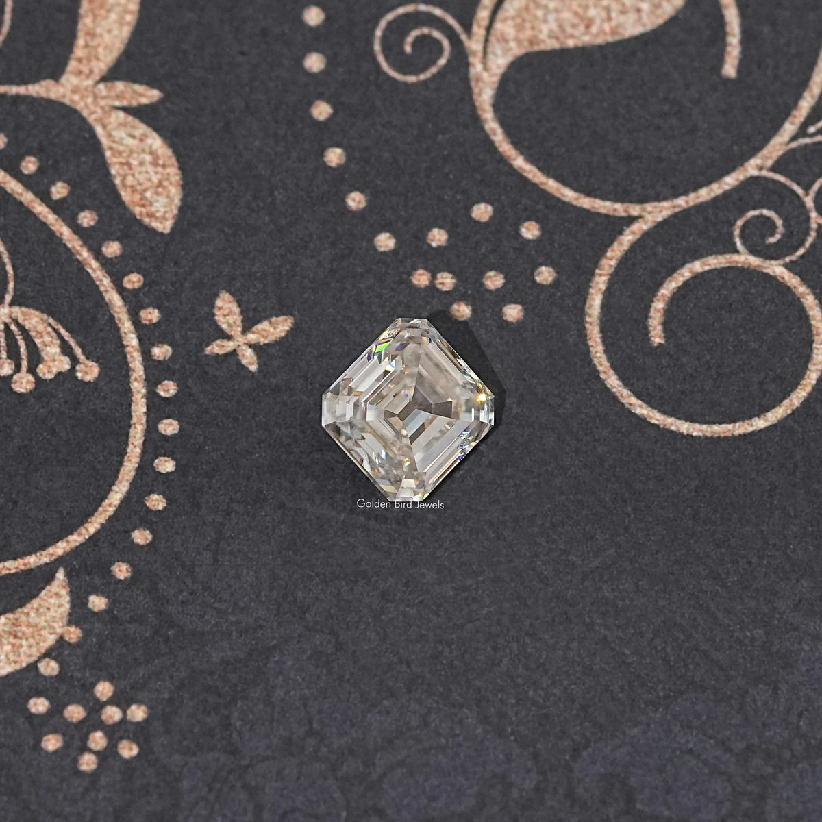 Back View Of Old Mine Asscher Cut Loose Moissanite Stone
