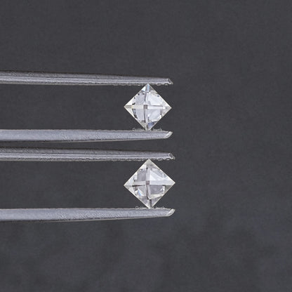 In Tweezer View Of French Cut Loose Moissanite Pair