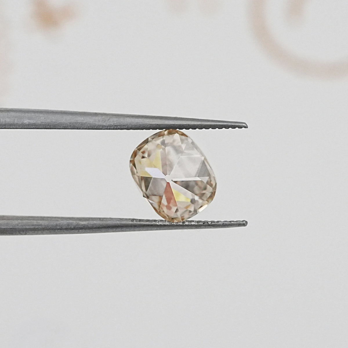 Front View Of Old Mine Cushion Cut Loose Moissanite Stone