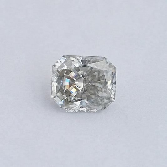 Loose radiant-cut moissanite gemstone, faceted octagon with bright sparkle