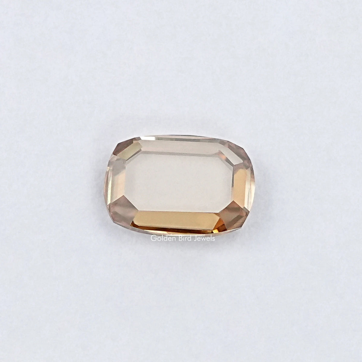 Loose moissanite gemstone, portrait-cut cushion with faceted edges