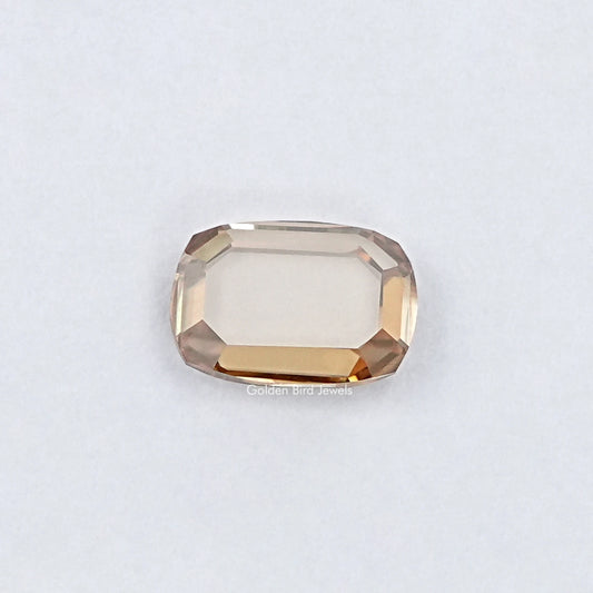 Loose moissanite gemstone, portrait-cut cushion with faceted edges