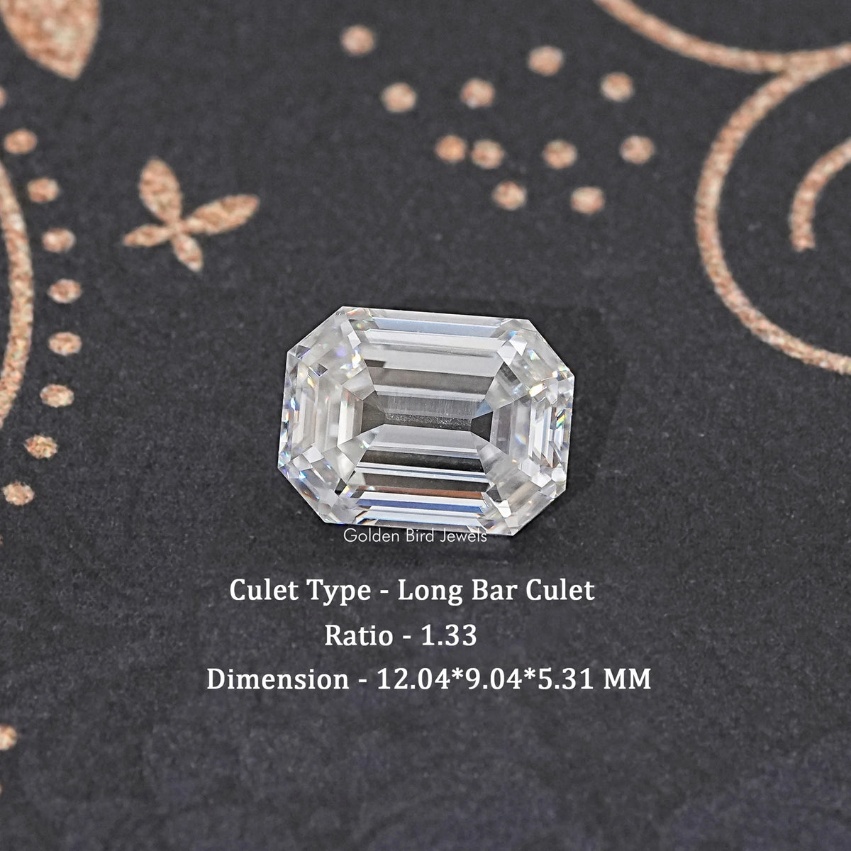 Colorless emerald-cut loose gemstone with rectangular step facets, faceted crystal