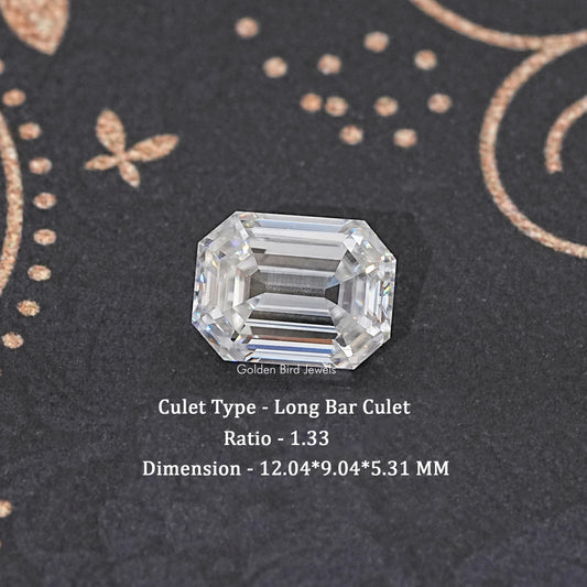 Colorless emerald-cut loose gemstone with rectangular step facets, faceted crystal