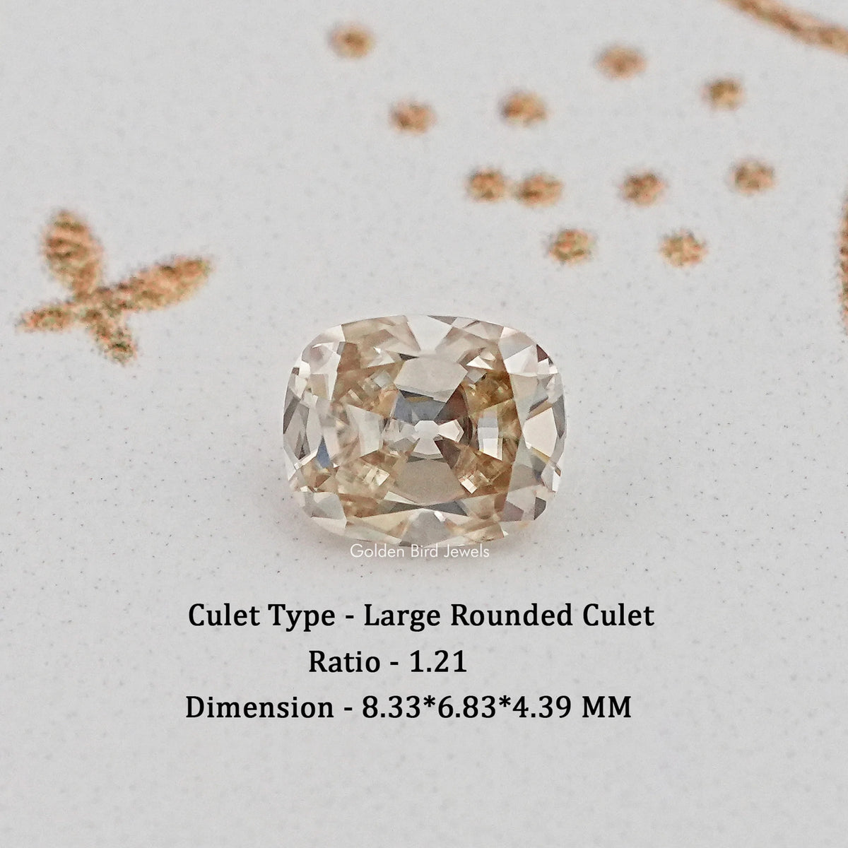 Loose yellow gemstone, faceted rounded cushion (old mine cut)