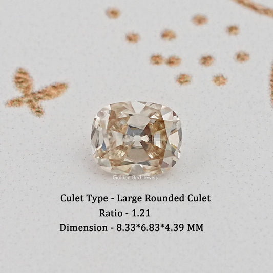 Loose yellow gemstone, faceted rounded cushion (old mine cut)