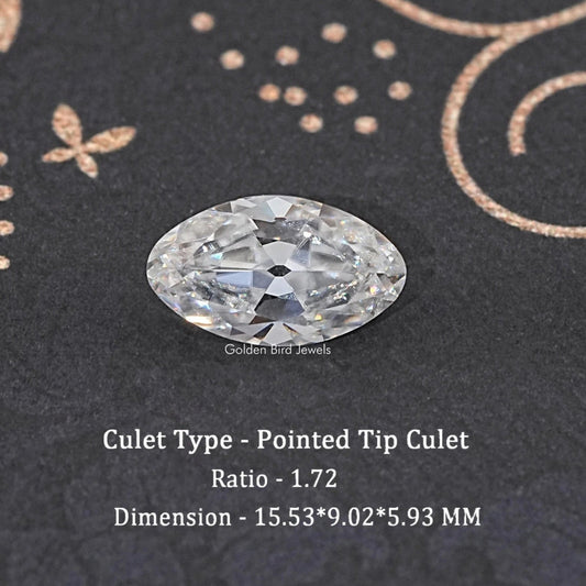 Oval moissanite gemstone, faceted old mine cut, clear sparkle