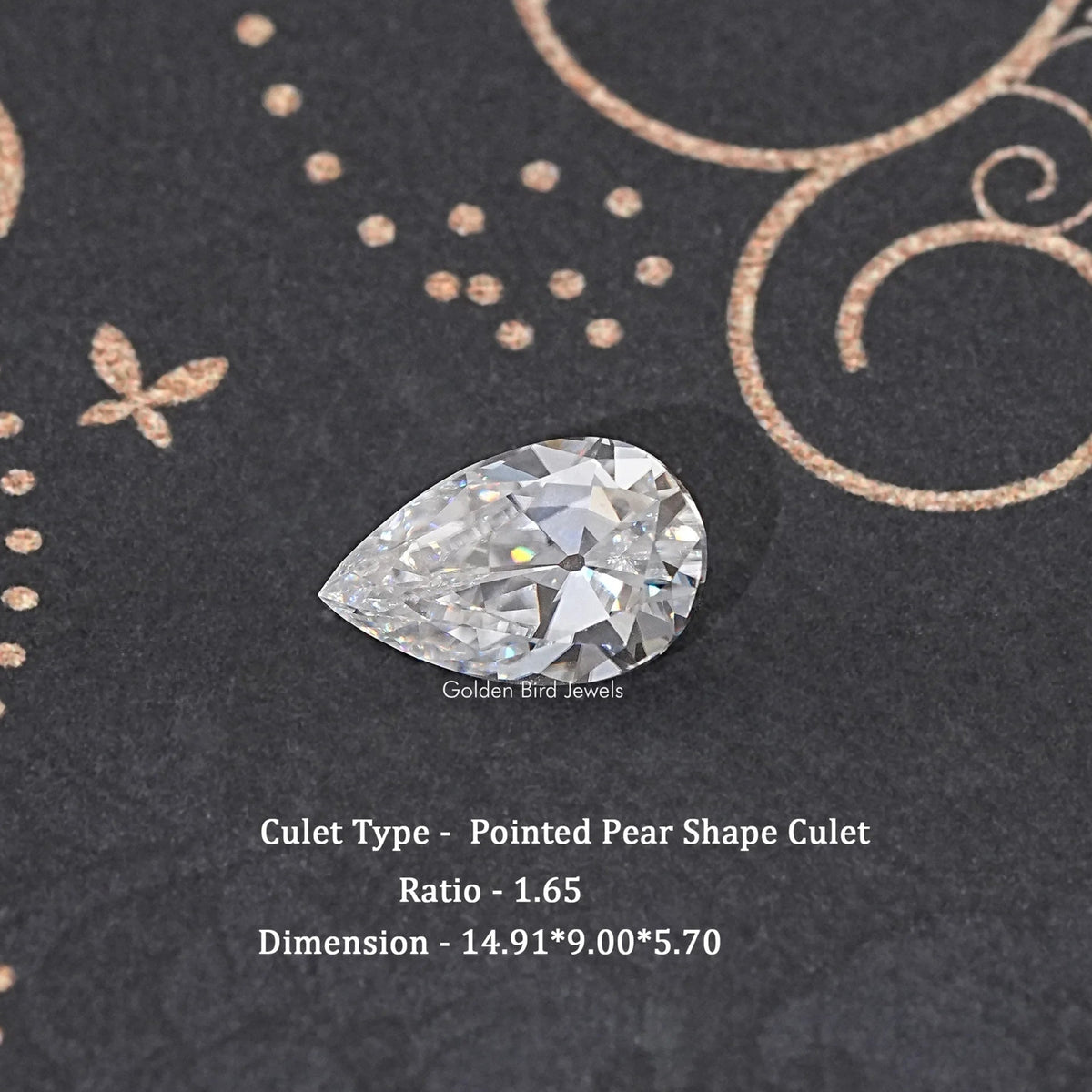 Loose pear-cut moissanite gemstone, clear faceted teardrop shape