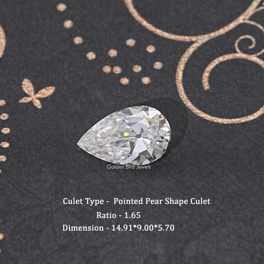 Loose pear-cut moissanite gemstone, clear faceted teardrop shape